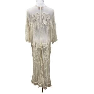 Shyanne Sheer Cream Embroidered Horse Kimono Western Festival Long Duster XL